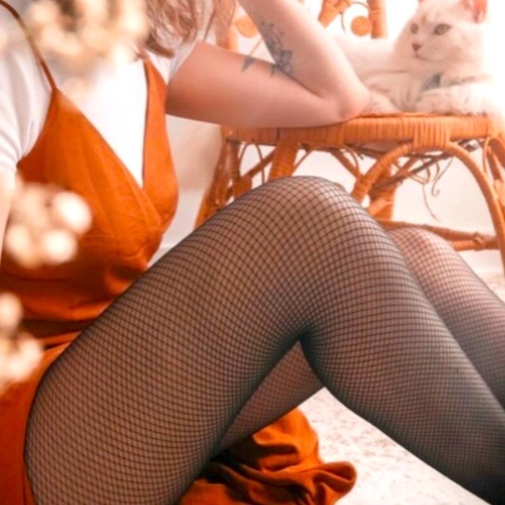 NWT From Rachel Fishnet Stockings with Back-seam